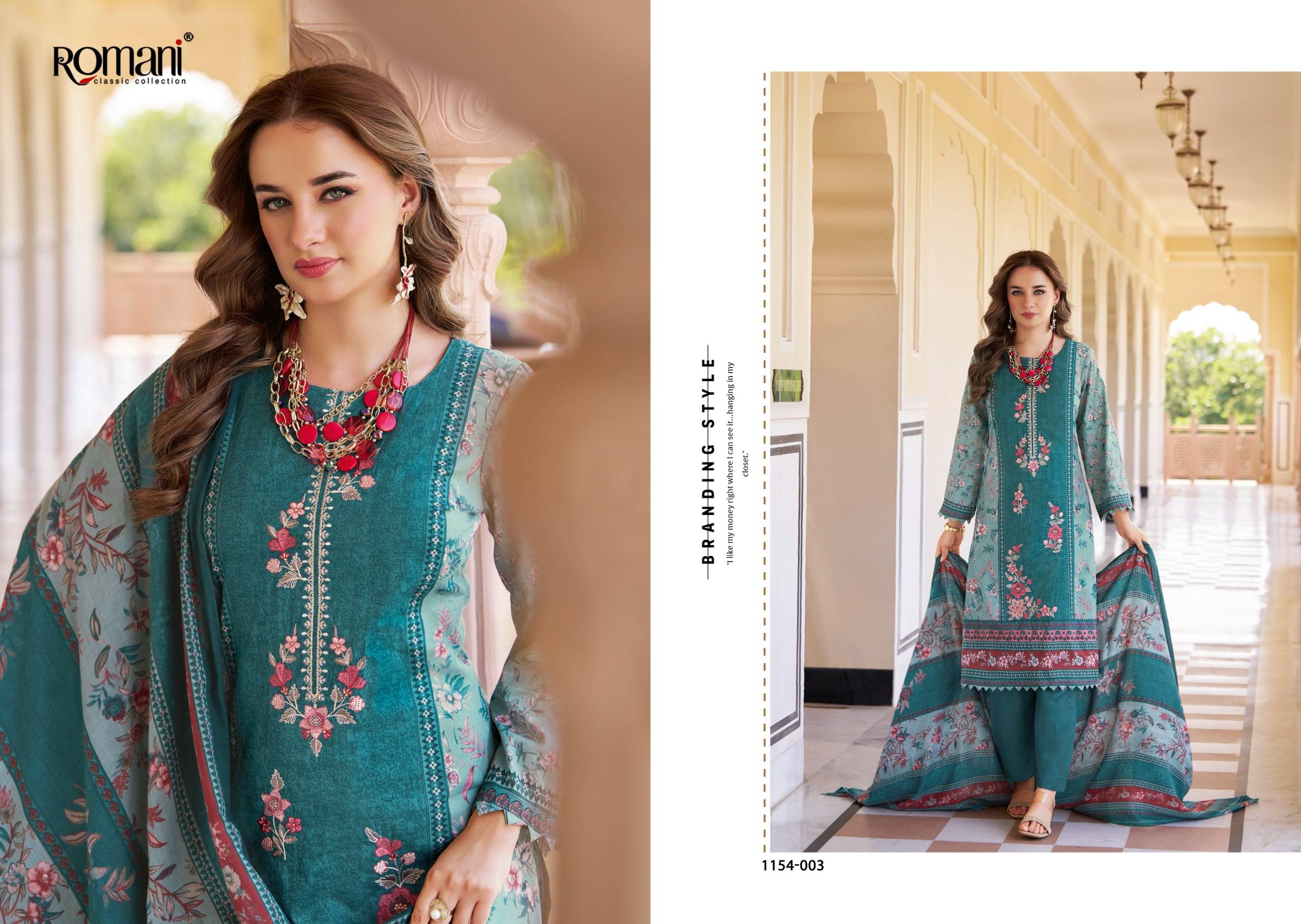 AARZU VOL-34 by ROMANI 1154-001 to 1154-008 series Premium Soft Cotton dresses at Wholesale Price